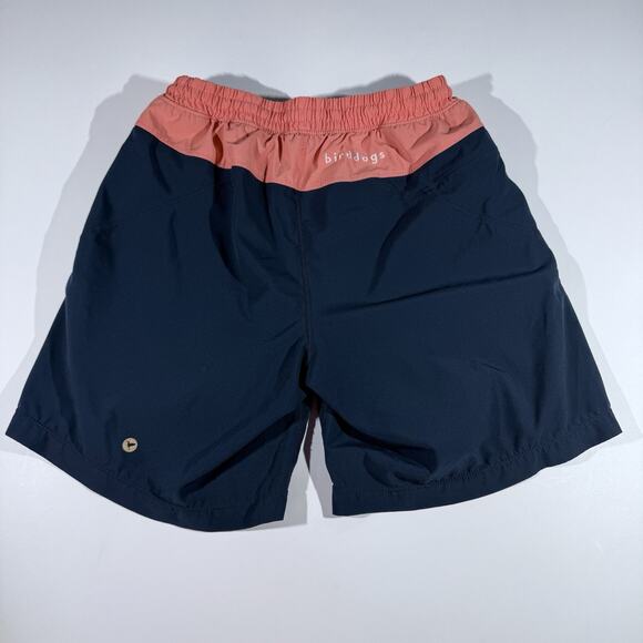 Birddogs Men’s Athletic Shorts Medium Navy Coral Trim Built-in Liner Gym Swim - Picture 3 of 5